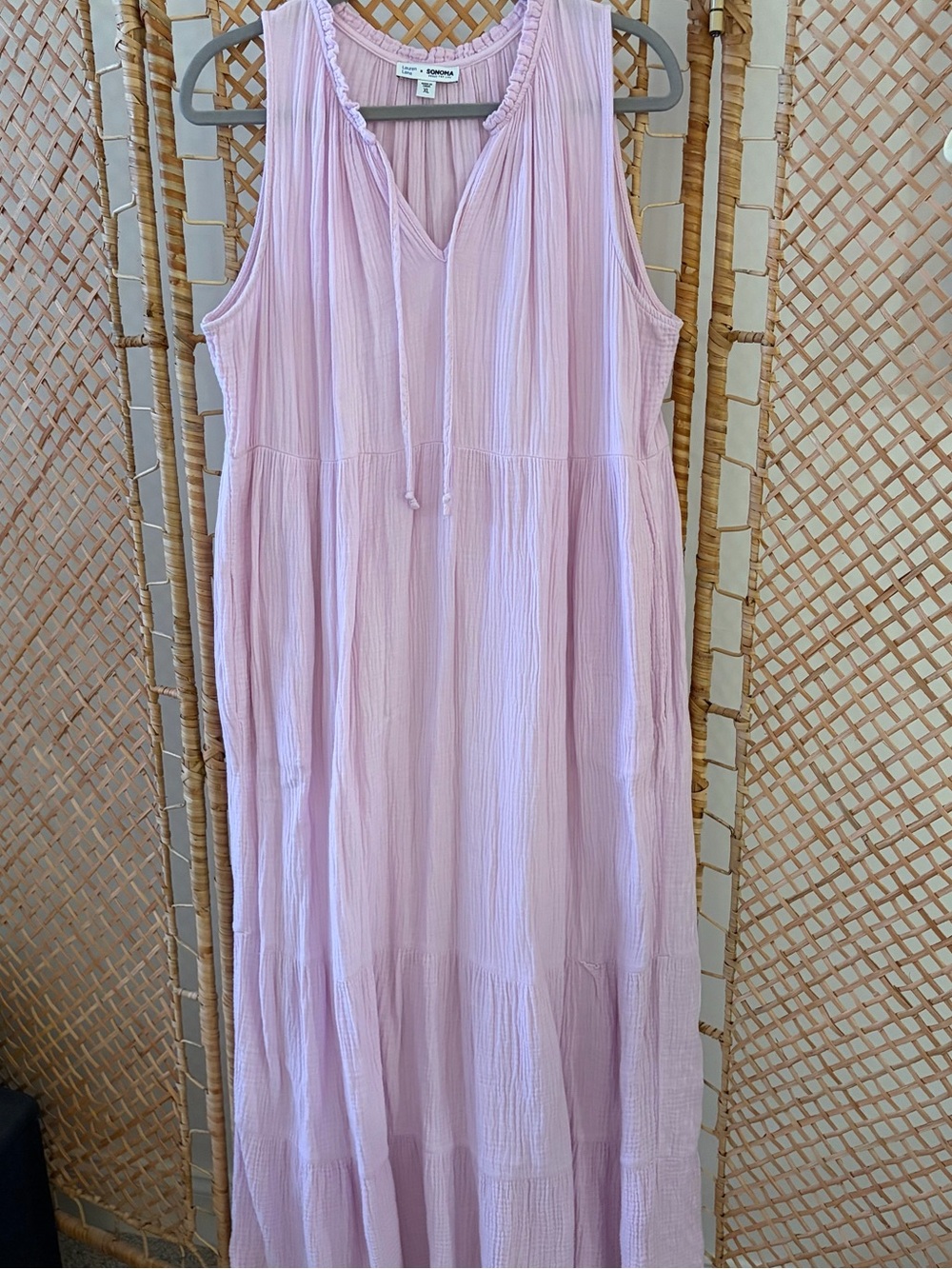 Sonoma Sleeveless Light Purple Tiered Maxi Dress